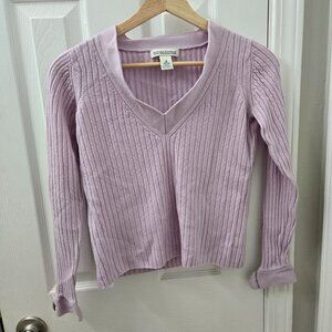 Vintage Banana Republic Sweater Womens Medium Merino wool‎ Purple Cropped V-neck